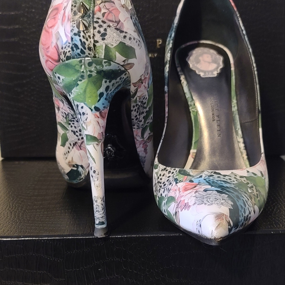 Exquisite Philipp Plein Floral and Leopard Print Heels - Picture 5 of 5